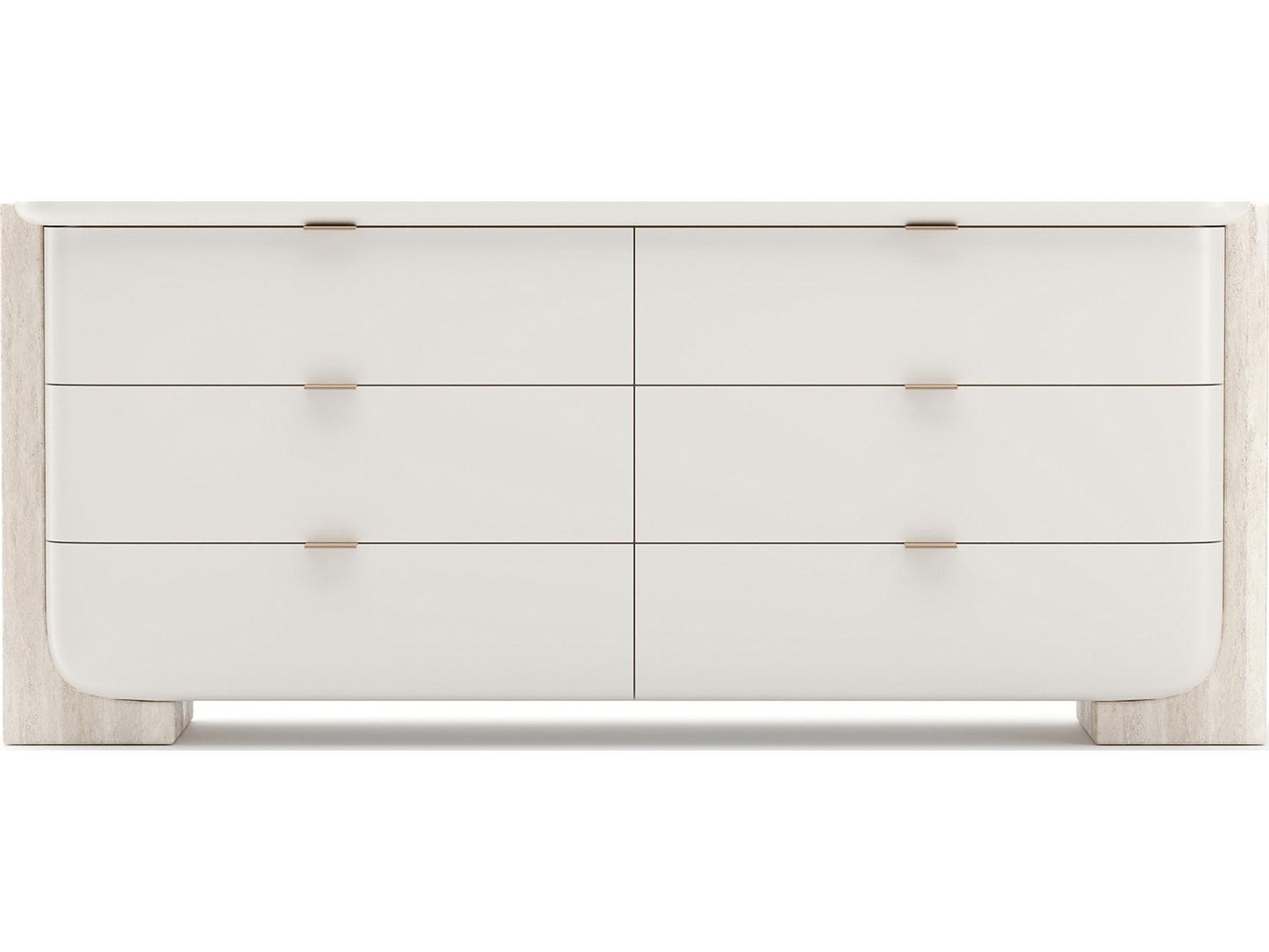 Overlap Light Dresser in Latte Gloss with Travertine and Whisper of Gold