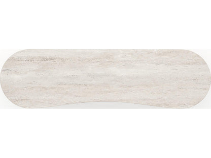 Fleur 6-Drawer Dresser in Porcini with Travertine Top and Gold Hardware