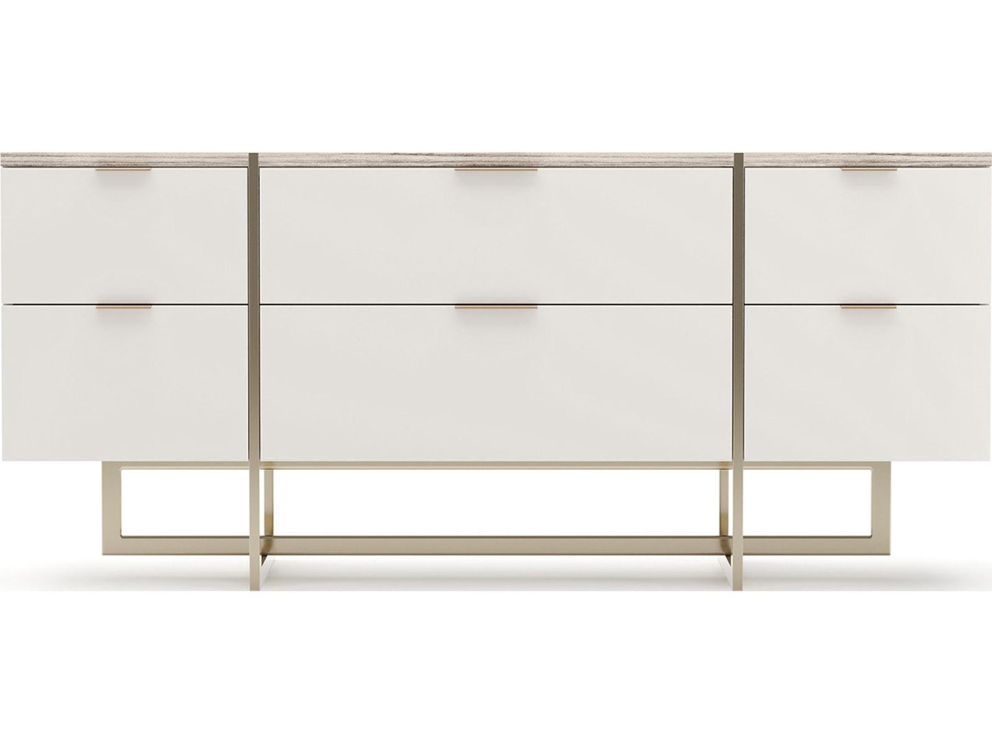 Wish You Were Here 6-Drawer Dresser in Almond Milk and Whisper of Gold