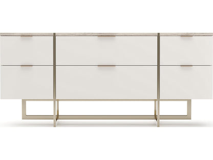 Wish You Were Here 6-Drawer Dresser in Almond Milk and Whisper of Gold