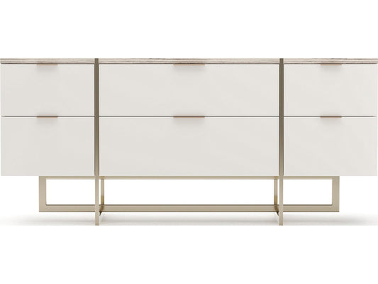 Wish You Were Here 6-Drawer Dresser in Almond Milk and Whisper of Gold