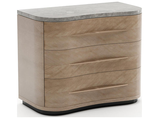 Nomadic Nightstand with Gray Armani Marble Top and Chocolate Koto