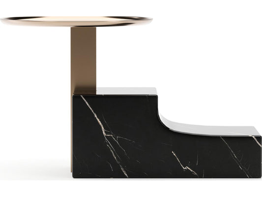 Overlap Nightstand Dark Nero Marquina Stone and Whisper of Gold