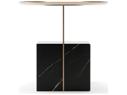 Overlap Nightstand Dark Nero Marquina Stone and Whisper of Gold