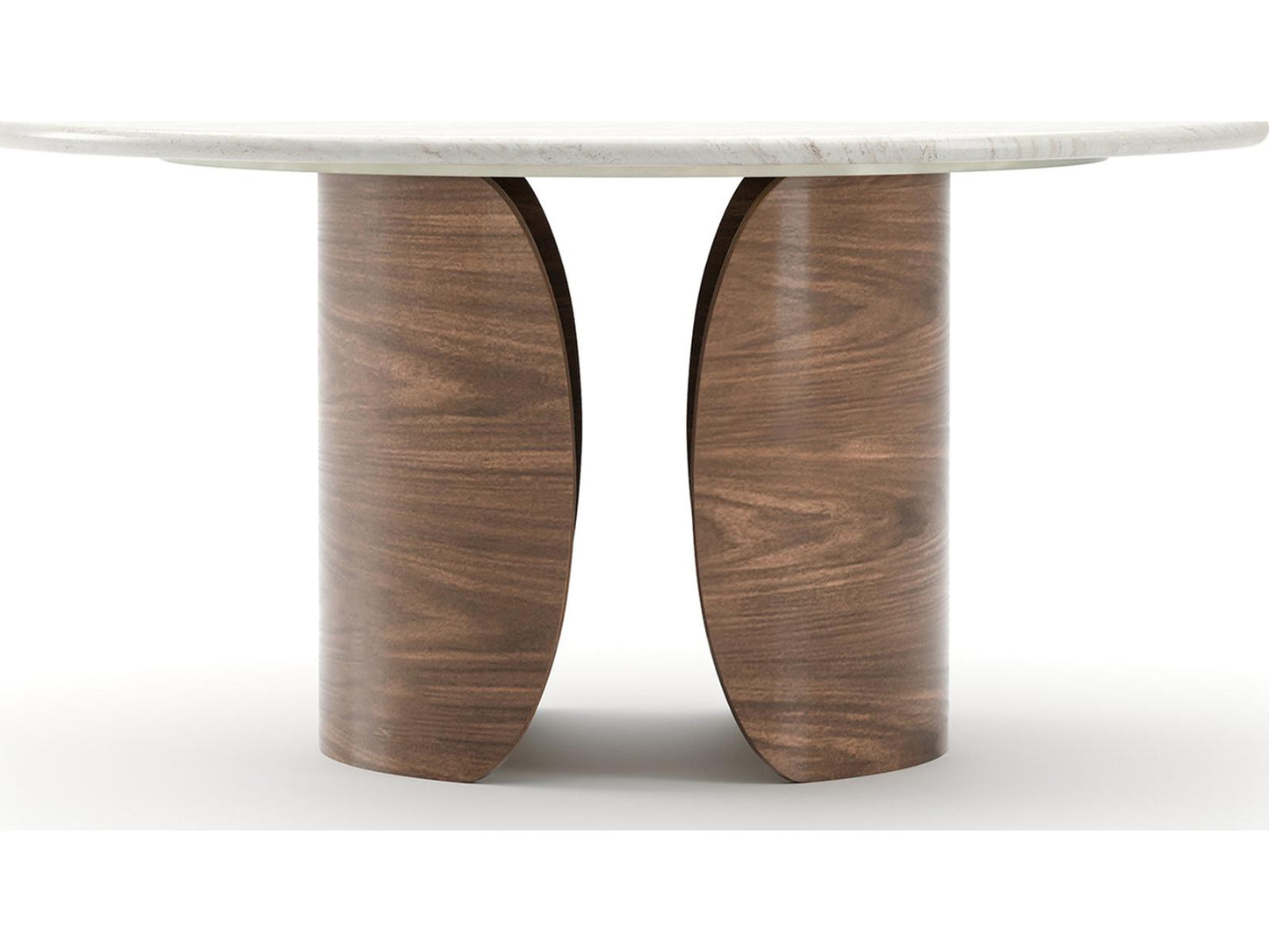 Fleur Round Dining Table in Porcini with Travertine Top