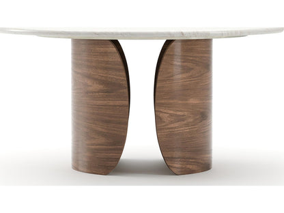 Fleur Round Dining Table in Porcini with Travertine Top