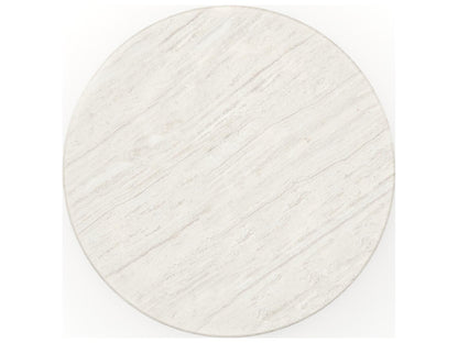 Fleur Round Dining Table in Porcini with Travertine Top