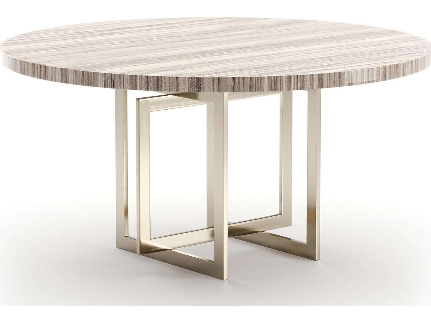 Wish You Were Here 60-Inch Round Dining Table Sandstone Top with Whisper of Gold Base