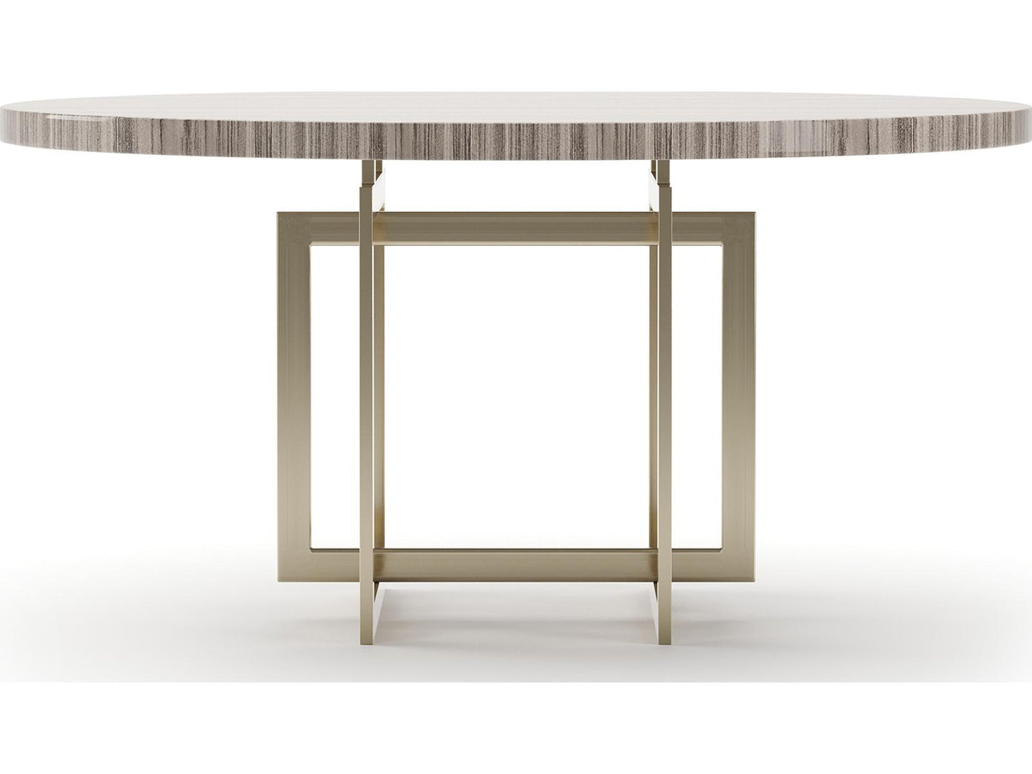 Wish You Were Here 60-Inch Round Dining Table Sandstone Top with Whisper of Gold Base