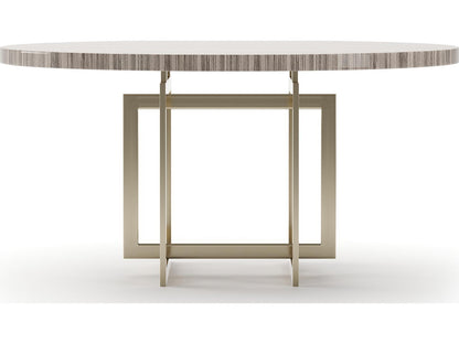 Wish You Were Here 60-Inch Round Dining Table Sandstone Top with Whisper of Gold Base