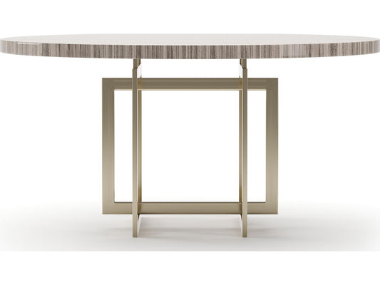 Wish You Were Here 60-Inch Round Dining Table Sandstone Top with Whisper of Gold Base