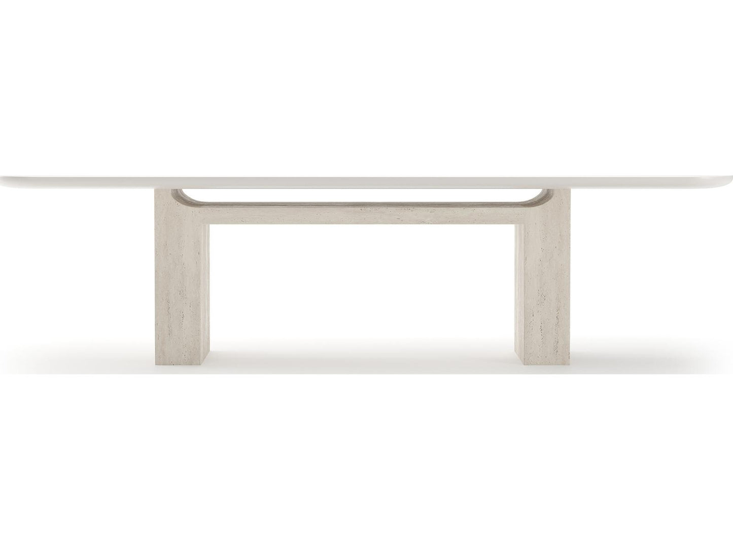 Overlap Rectangle 112-Inch Dining Table with Latte Top and Travertine Base