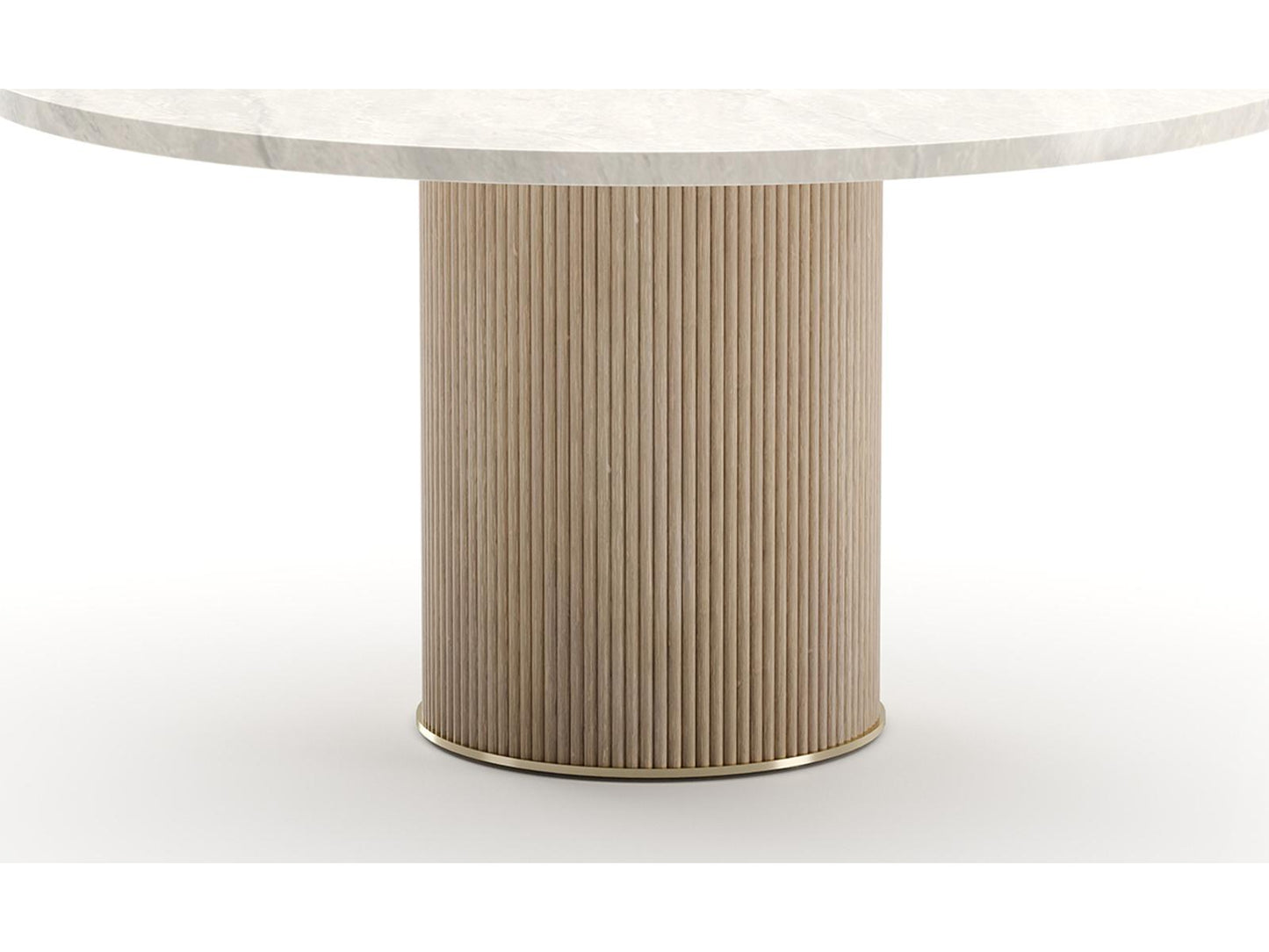 Rhythm 58-Inch Round Dining Table with Travertine Stone Top and Oak Base