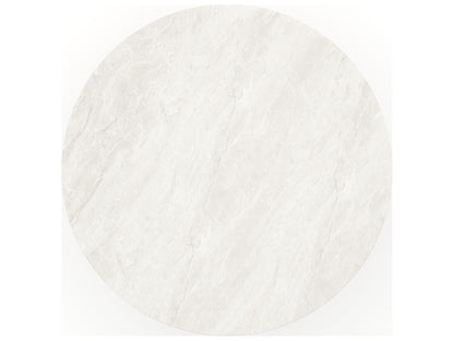 Rhythm 58-Inch Round Dining Table with Travertine Stone Top and Oak Base
