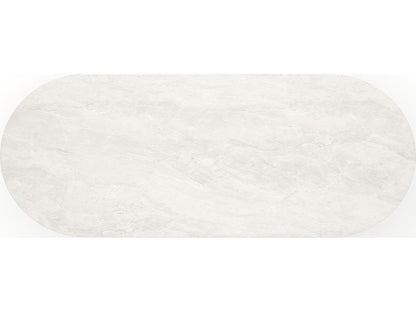 Rhythm 112-Inch Oval Creme Travertine Stone Top Dining Table