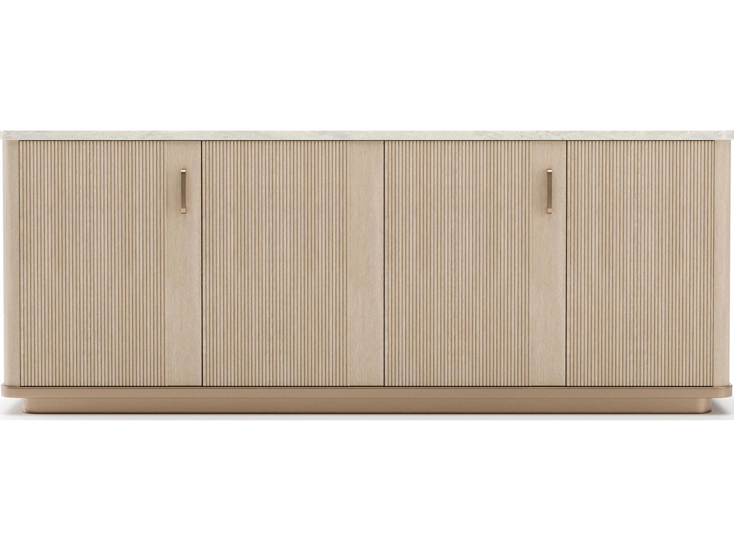 Rhythm 83-Inch Sideboard with Travertine Top and Reeded Oak Doors
