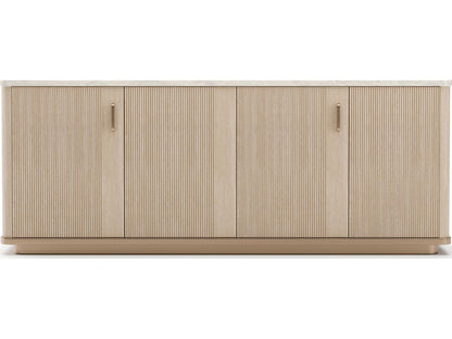 Rhythm 83-Inch Sideboard with Travertine Top and Reeded Oak Doors