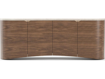 Fleur Sideboard 84-Inch Four-Door with Travertine Top in Porcini