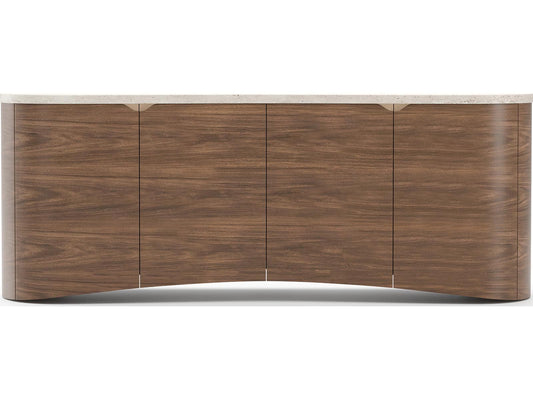 Fleur Sideboard 84-Inch Four-Door with Travertine Top in Porcini