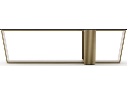 Counter Balance Rectangle Coffee Table in Brushed Gold and Smoked Bronze Glass