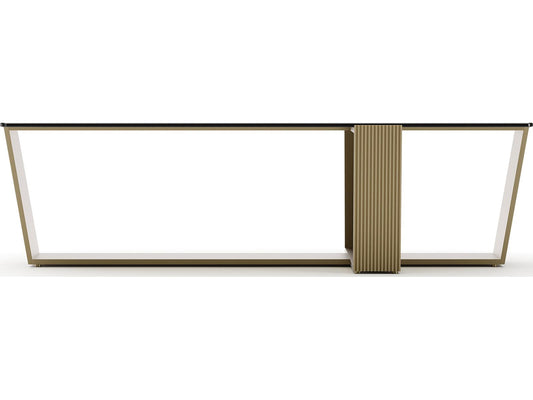 Counter Balance Rectangle Coffee Table in Brushed Gold and Smoked Bronze Glass