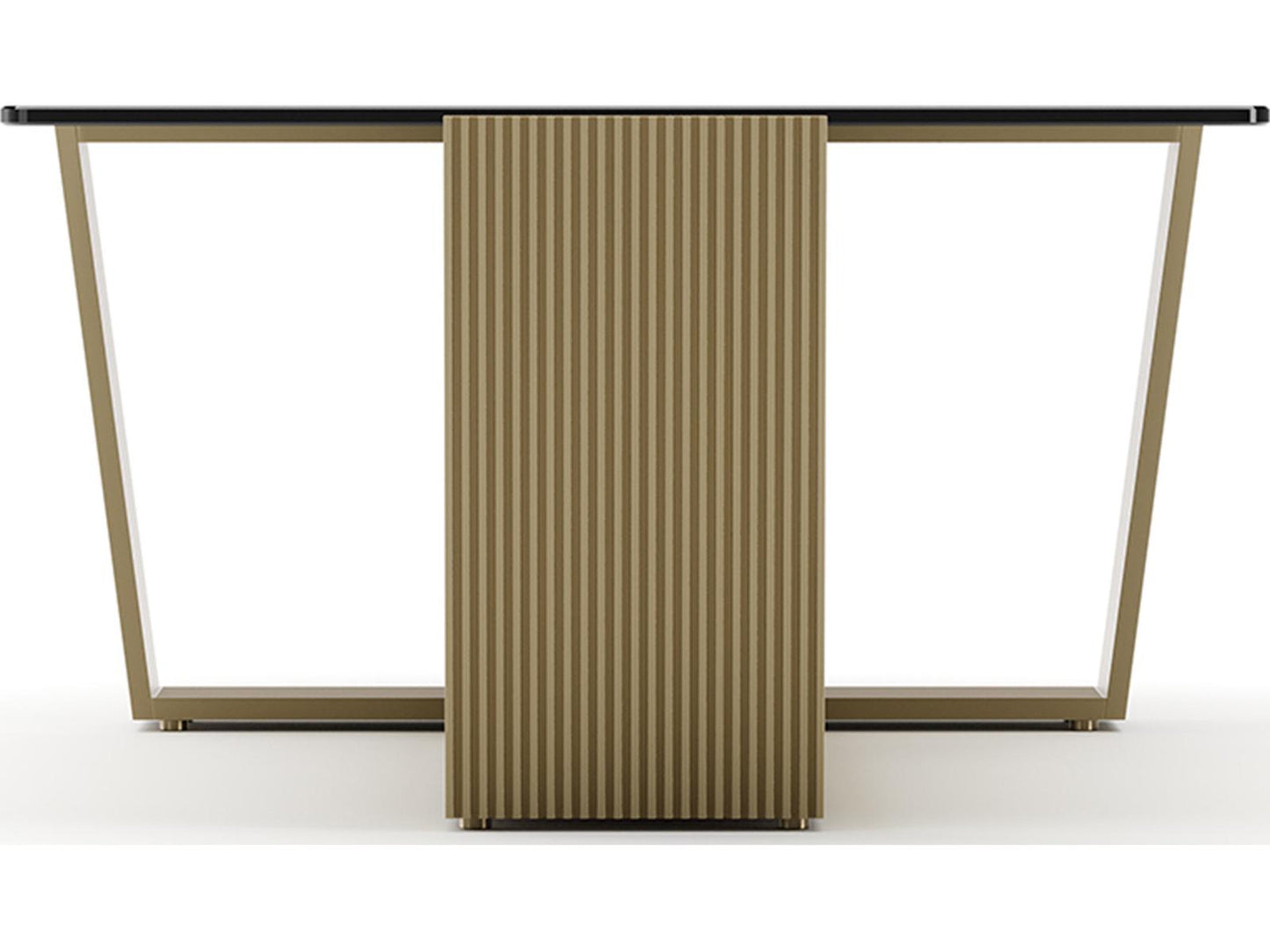 Counter Balance Rectangle Coffee Table in Brushed Gold and Smoked Bronze Glass