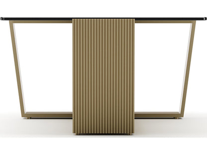 Counter Balance Rectangle Coffee Table in Brushed Gold and Smoked Bronze Glass