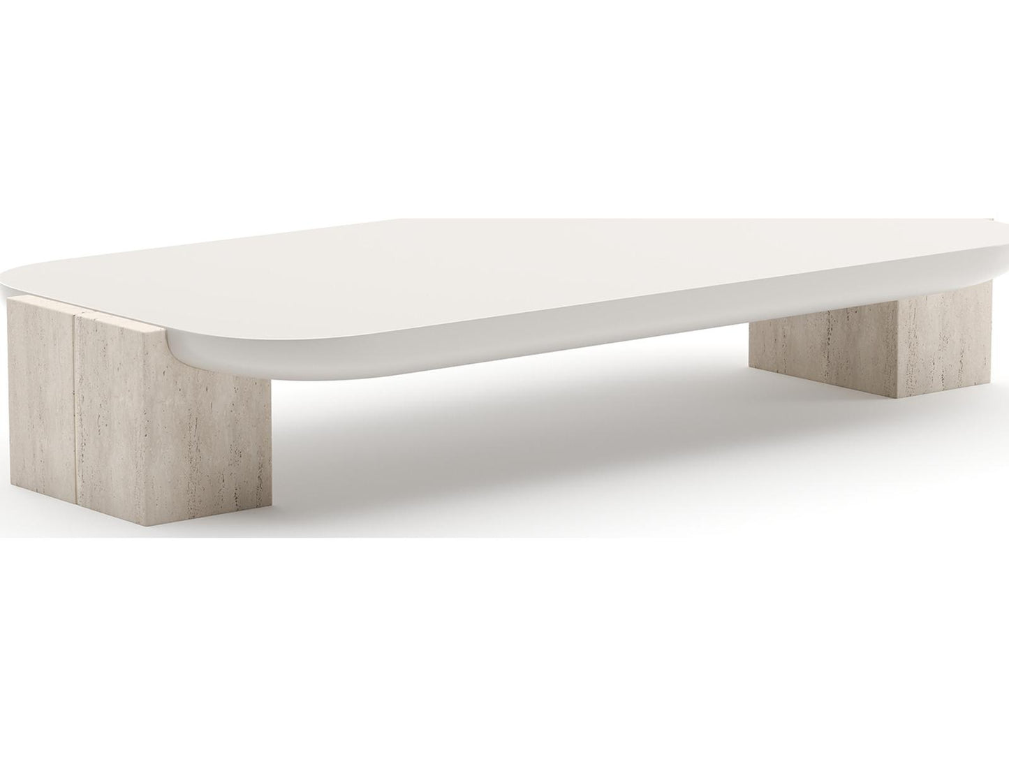 Overlap Rectangle Coffee Table Piano Black and Nero Marquina Stone