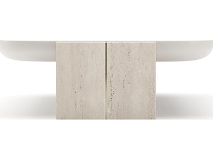Overlap Rectangle Coffee Table Piano Black and Nero Marquina Stone