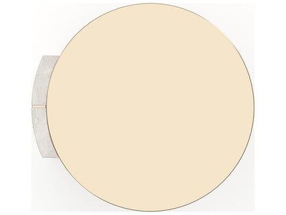 Overlap Round Side Table Light in Whisper of Gold and Travertine