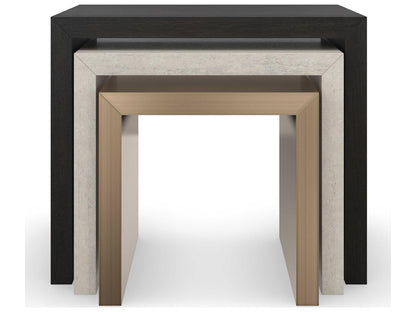 Modern Principles Contrast Nesting Tables in Cinder Creme Travertine and Lucent Bronze