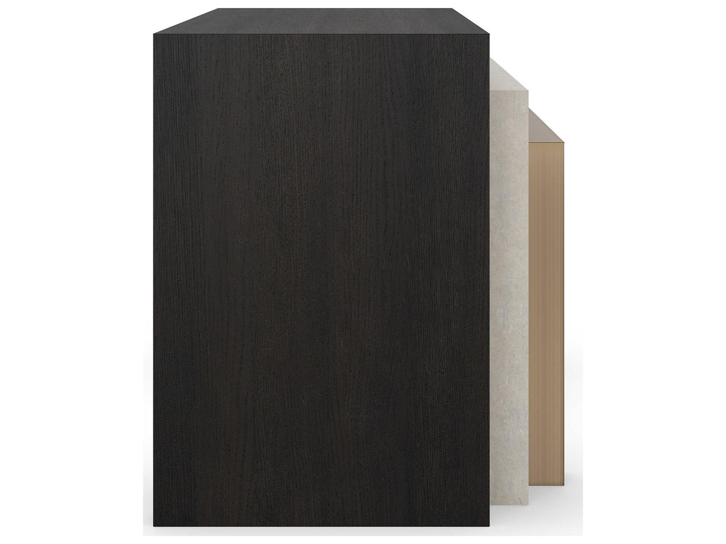 Modern Principles Contrast Nesting Tables in Cinder Creme Travertine and Lucent Bronze