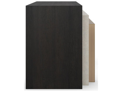 Modern Principles Contrast Nesting Tables in Cinder Creme Travertine and Lucent Bronze