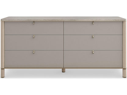 Modern Principles Balance Dresser with Silver Travertine Top and Lucent Bronze Accents