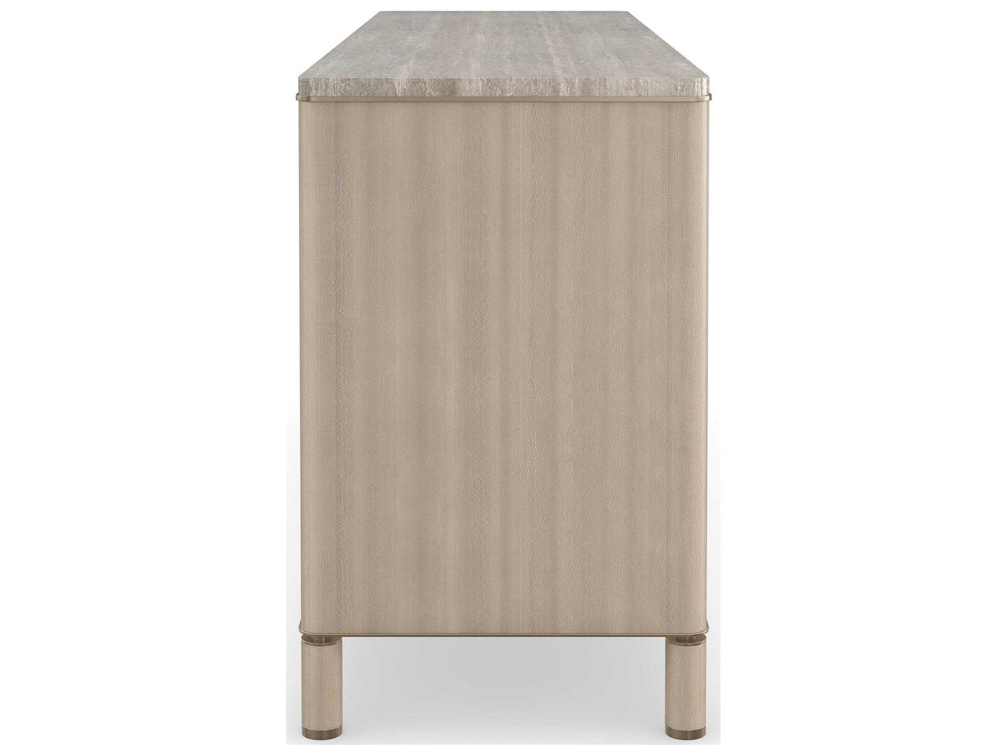 Modern Principles Balance Dresser with Silver Travertine Top and Lucent Bronze Accents