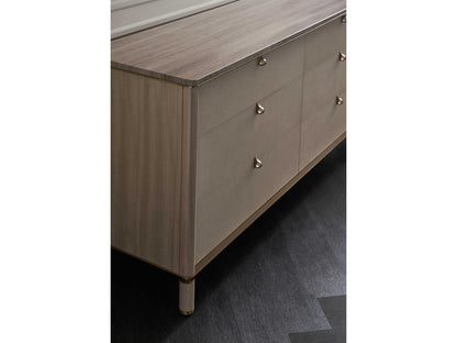 Modern Principles Balance Dresser with Silver Travertine Top and Lucent Bronze Accents