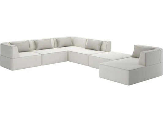 Marbella 6-Piece Modular Performance Fabric Sectional Sofa in Warm Gray