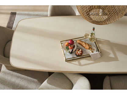 Santorini 106-Inch Rectangle Dining Table in Silica Terrazzo and Sabbia
