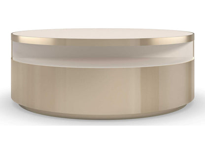 Turn Style Round Coffee Table in Whisper of Gold with Crème Stone Top
