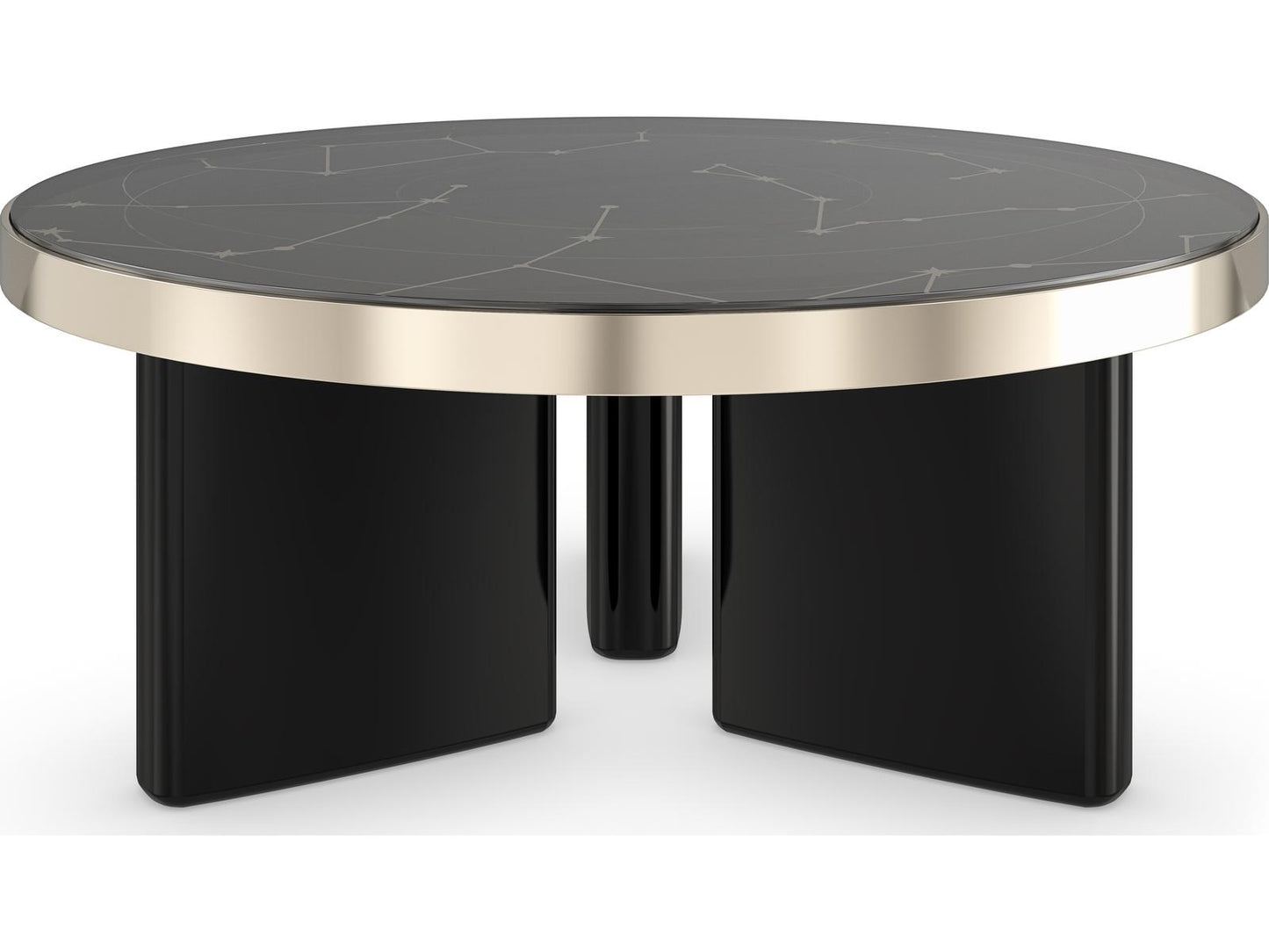 Umbra Large Round Coffee Table in Piano Black with Constellation Top