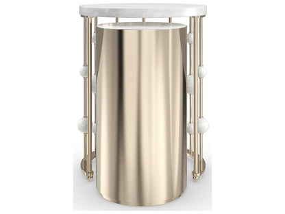 Orbit Round Nesting Accent Table Set in White Rhino Marble and Whisper of Gold