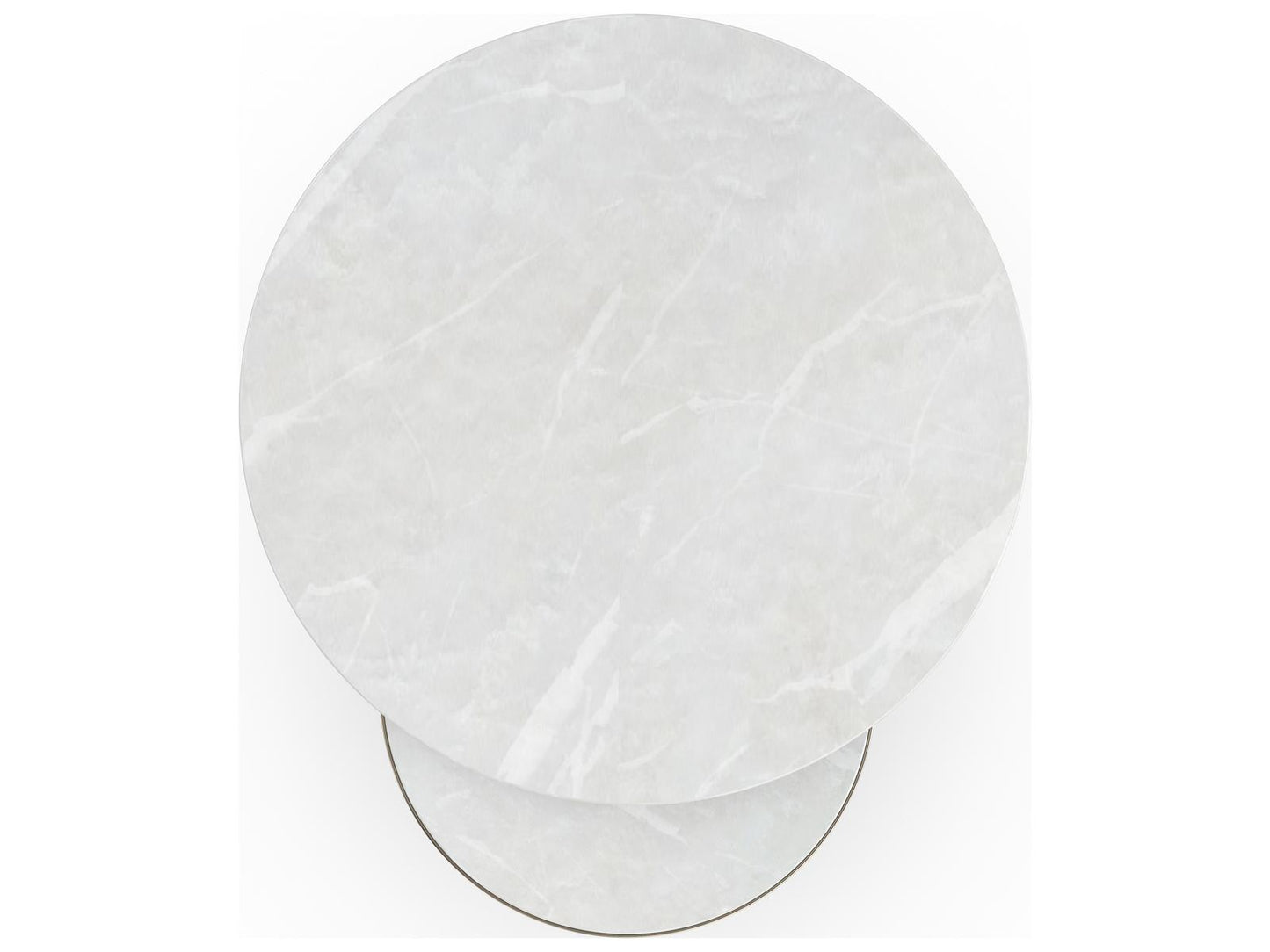 Orbit Round Nesting Accent Table Set in White Rhino Marble and Whisper of Gold