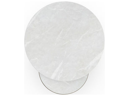 Orbit Round Nesting Accent Table Set in White Rhino Marble and Whisper of Gold