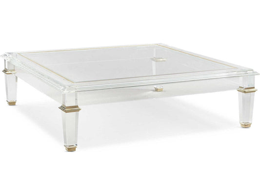 Signature Promethean Pierre Square Glass Majestic Gold Coffee Table