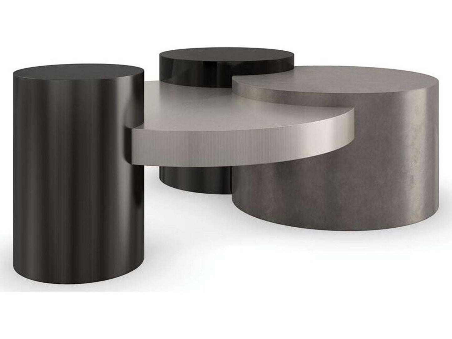 Constellation Round Coffee Table in Mixed Materials with Starburst Pattern