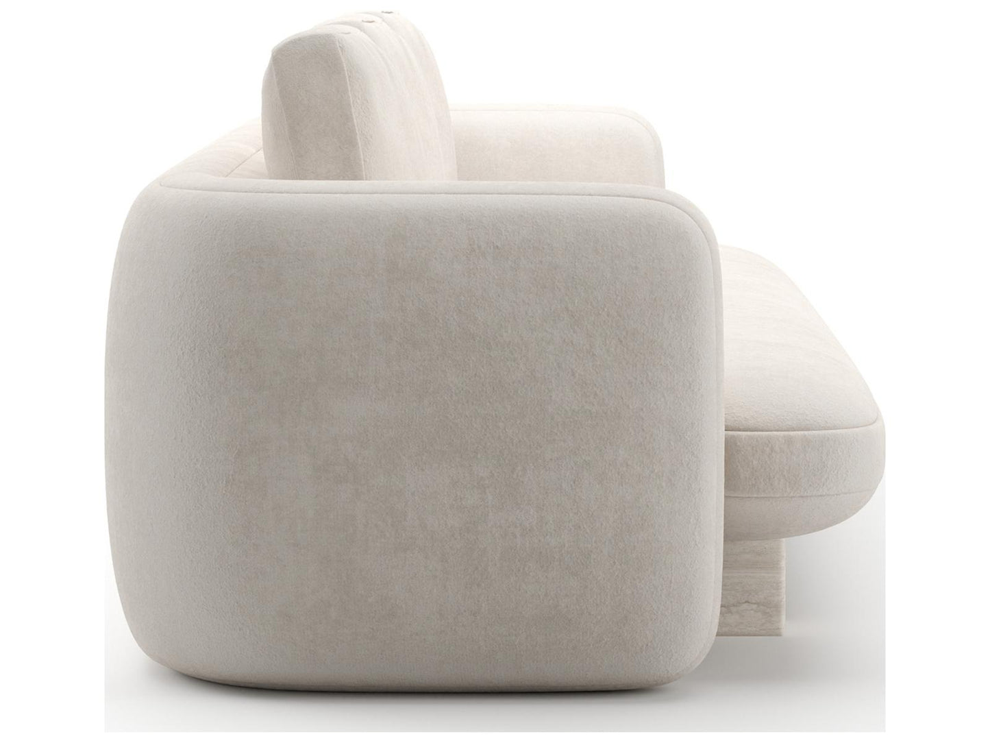 Overlap 3-Seat Sofa Ecru Linen with Travertine Base