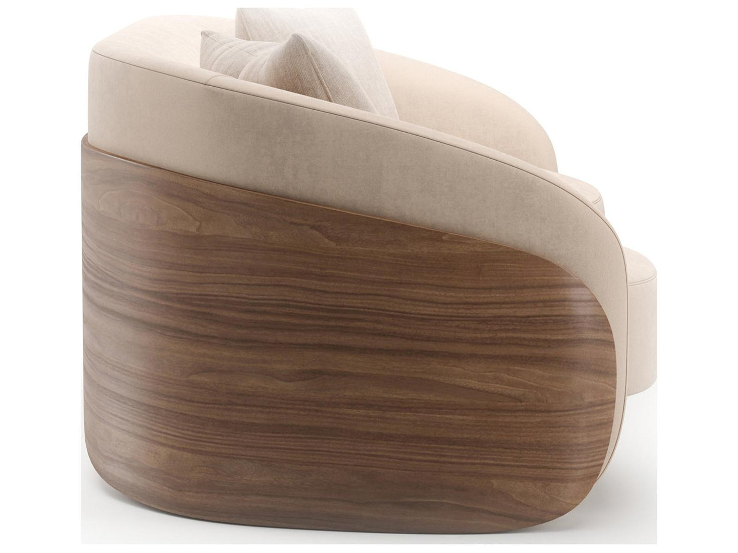 Fleur Wood Back 3-Seat Faux Mohair Sofa in Porcini