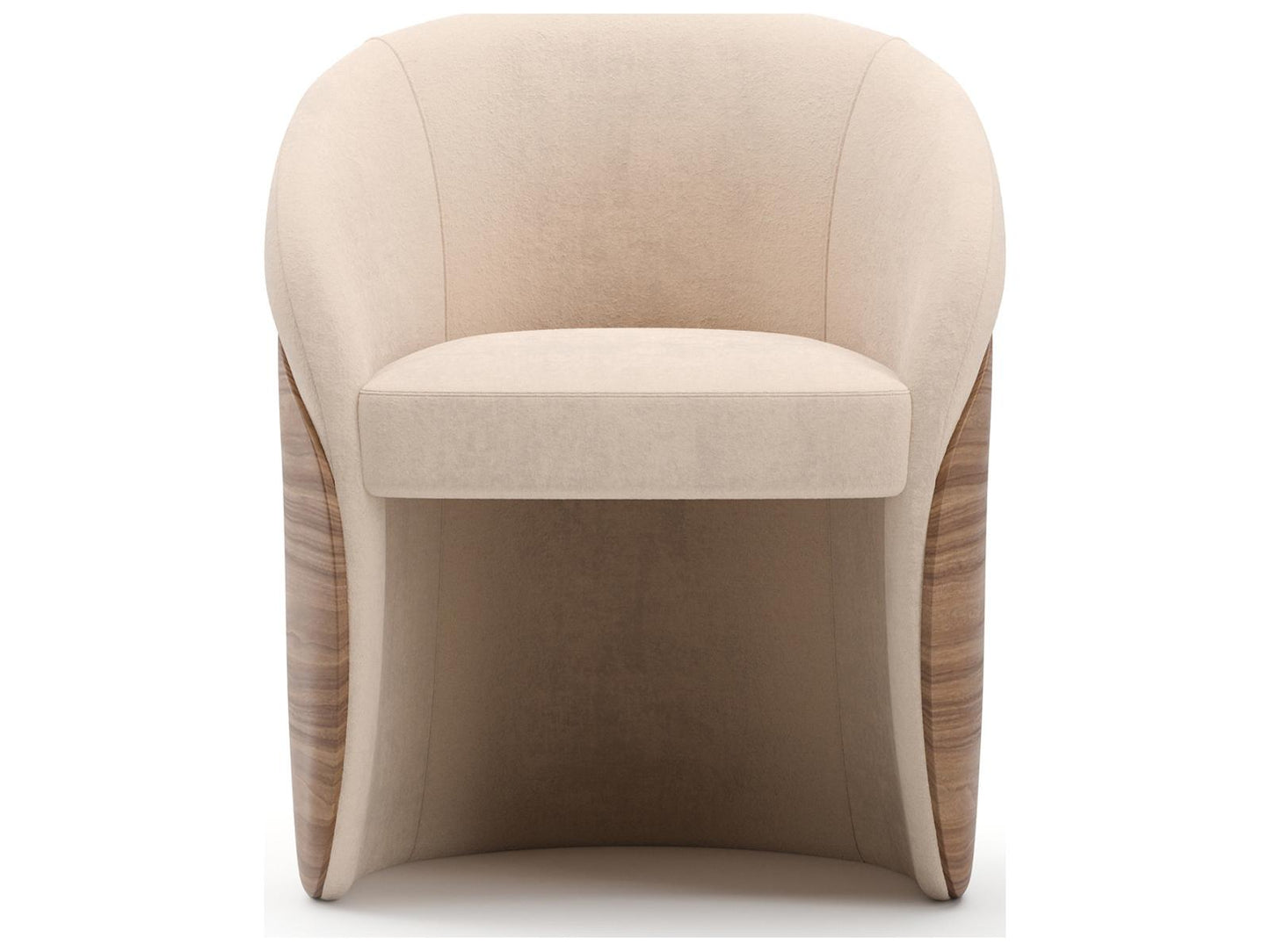 Fleur Upholstered Dining Armchair in Porcini with Ivory Faux Mohair