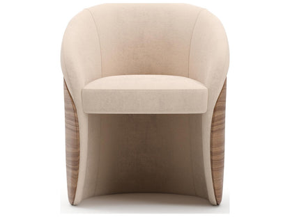 Fleur Upholstered Dining Armchair in Porcini with Ivory Faux Mohair
