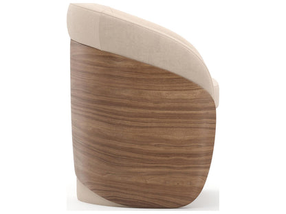 Fleur Upholstered Dining Armchair in Porcini with Ivory Faux Mohair